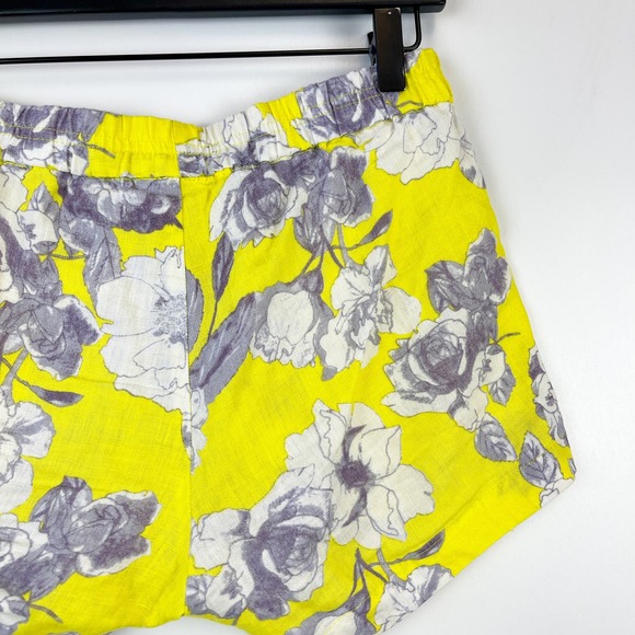 Kut from the Kloth (0) Linen Mid-Rise Floral Pull-On Shorts Yellow - Picture 4 of 8